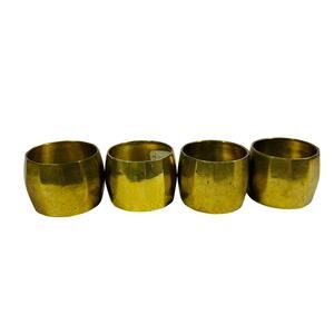 Set of 4 Hammered Brass Round Vintage Napkin Ring Holders 1.5" Opening Patina